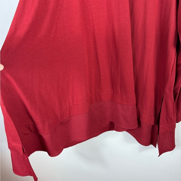 Soft‎ Surroundings Tunic Blouse Red Burgundy 2X Faux Layered Oversized Excellent - Picture 4 of 10